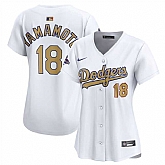 Women's Los Angeles Dodgers #18 Yoshinobu Yamamoto White 2025 Gold Collection Limited Stitched Jersey Dzhi,baseball caps,new era cap wholesale,wholesale hats